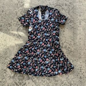 1990s Floral Mini Dress with Choker